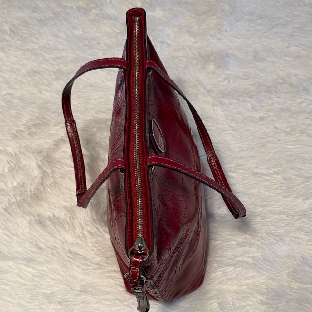 Coach Burgundy Leather Tote Bag - Picture 5 of 7